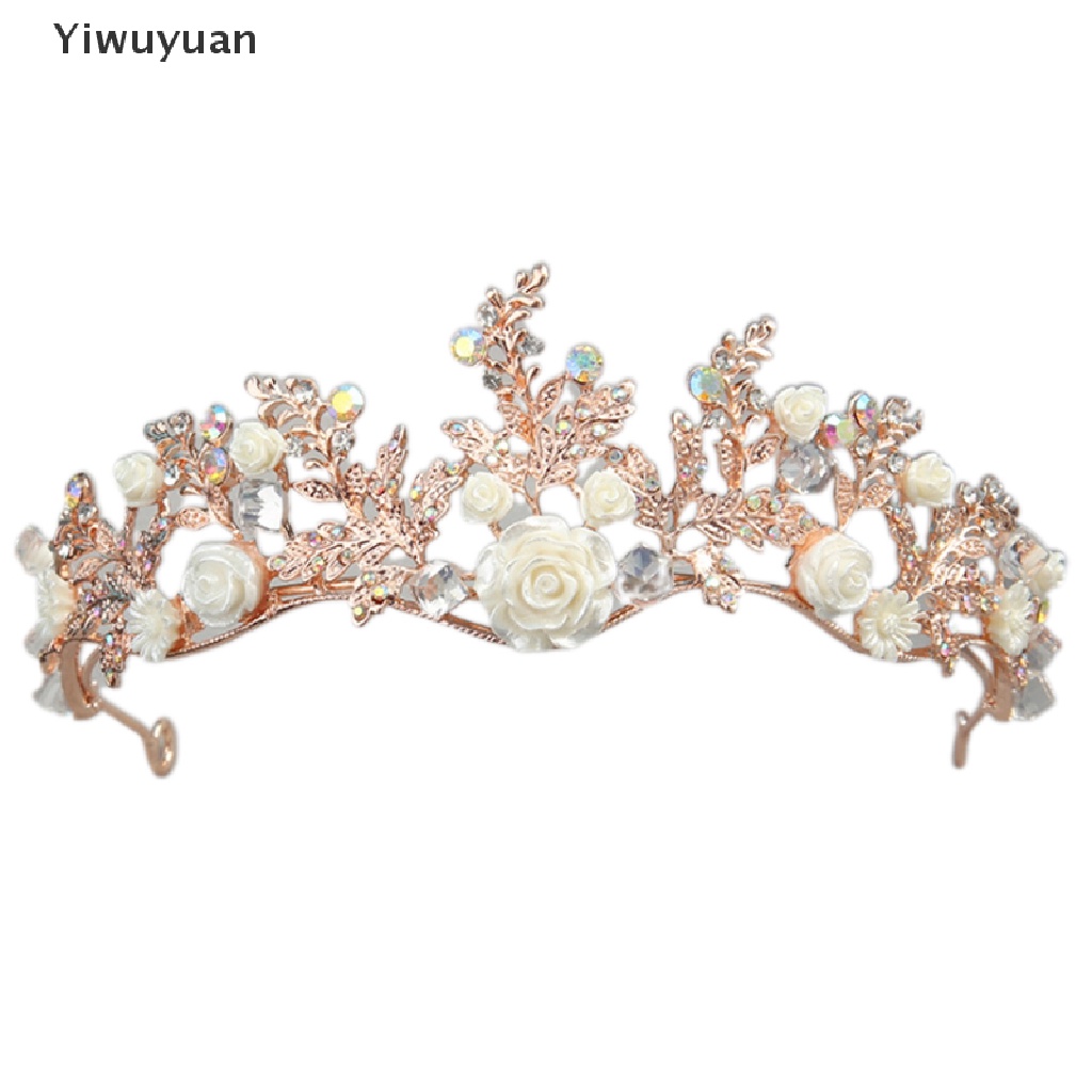 < Yiwuyuan > Vương Miện Đội Đầu Cô Dâu Đính Đá Pha Lê Màu Vàng Phong Cách Baroque