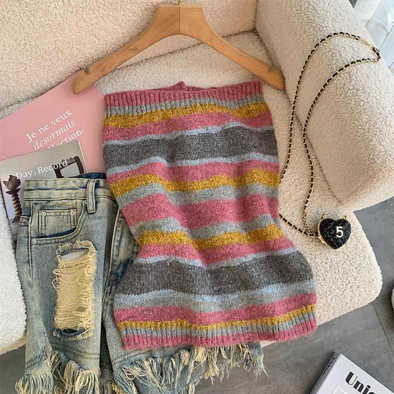 Áo Dệt Kim Dáng Ôm Cao Cấp Họa Tiết Kẻ Sọc Nhiều Màu Sắc Thời Trang Mùa Hè Dành Cho Nữ