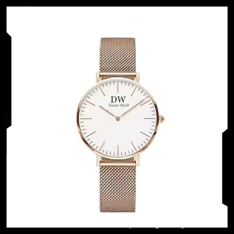 Đồng hồ nữ dw chính hãng mặt tròn dây kim loại dây đồng hồ vải thời trang đẹp cao cấp xịn giá rẻ mặt tròn màu vàng