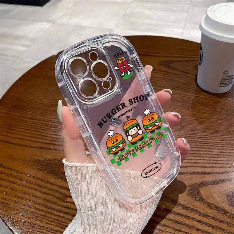 ✅Ốp Điện Thoại Mềm Trong Suốt Chống Sốc Hình Burger Cho iPhone14xs / 13xr11 8p 712promax