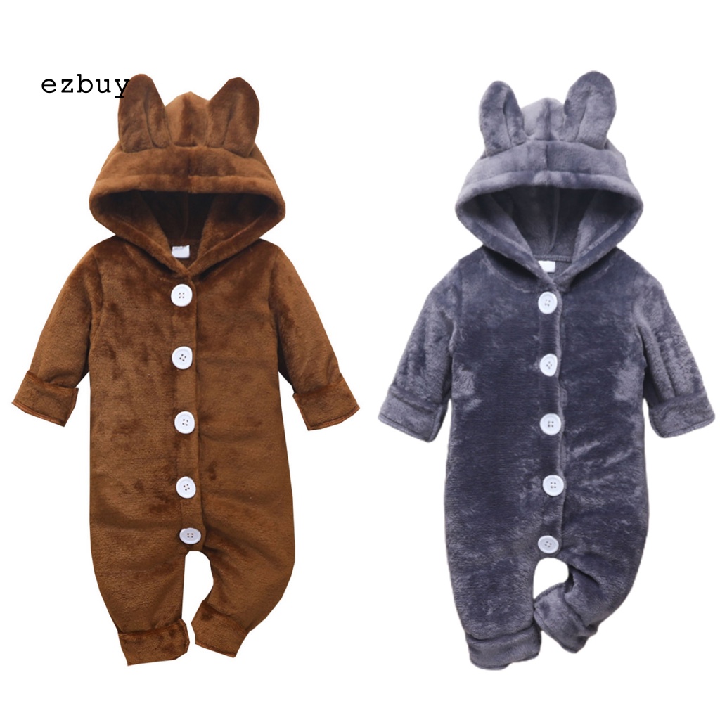 Bộ Áo Liền Quần Bằng Cotton Giữ Ấm Có Nón Trùm Đầu Thoáng Khí Dành Cho Bé Sơ Sinh