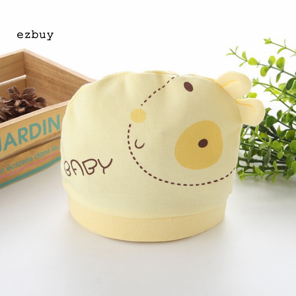 Set 2 Mũ Beanie Cotton Thoáng Khí Thoải Mái Họa Tiết Hoạt Hình Cho Bé Sơ Sinh
