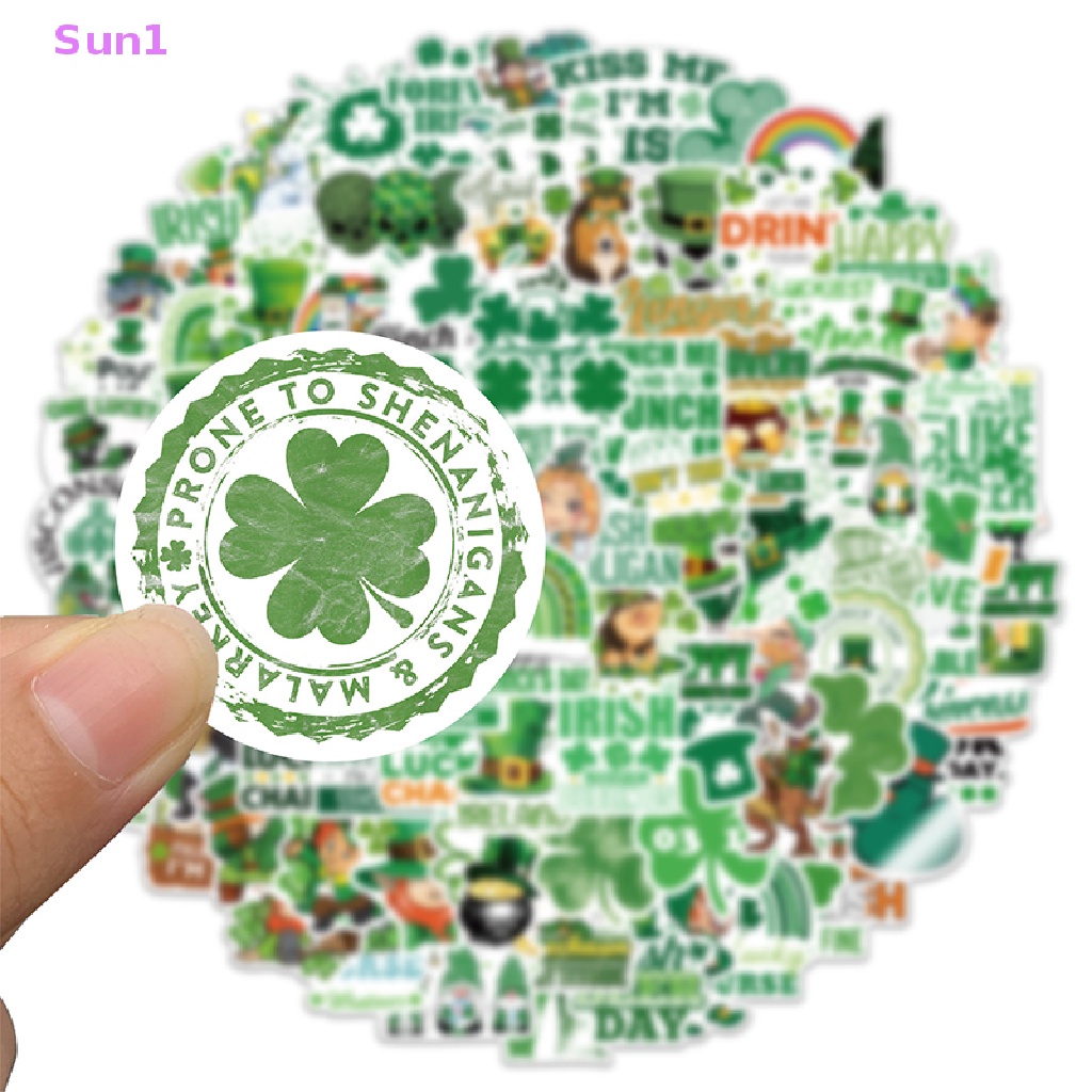 Set 1: 100 Sticker Chống Thấm Nước Dán Trang Trí Lễ Hội Irish Carnival St Patrick