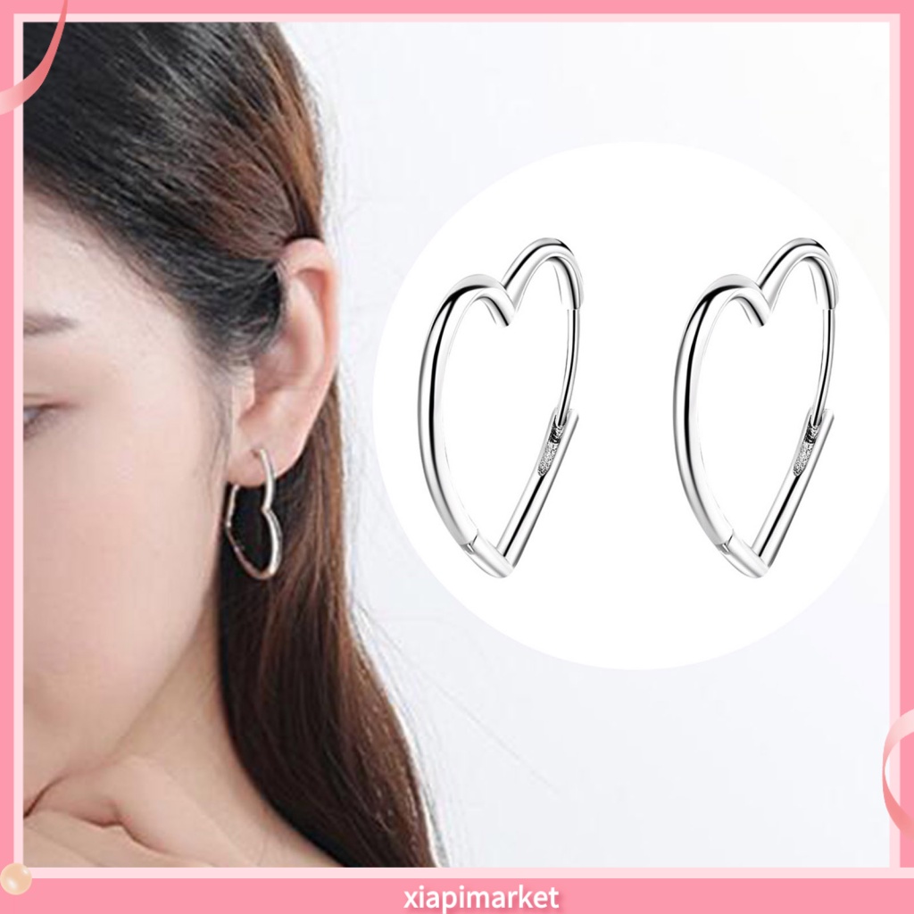 Xia XIA| 1 Đôi Bông Tai Hình Trái Tim Bằng Đồng Tinh Tế Dành Cho Thanh Thiếu Niên