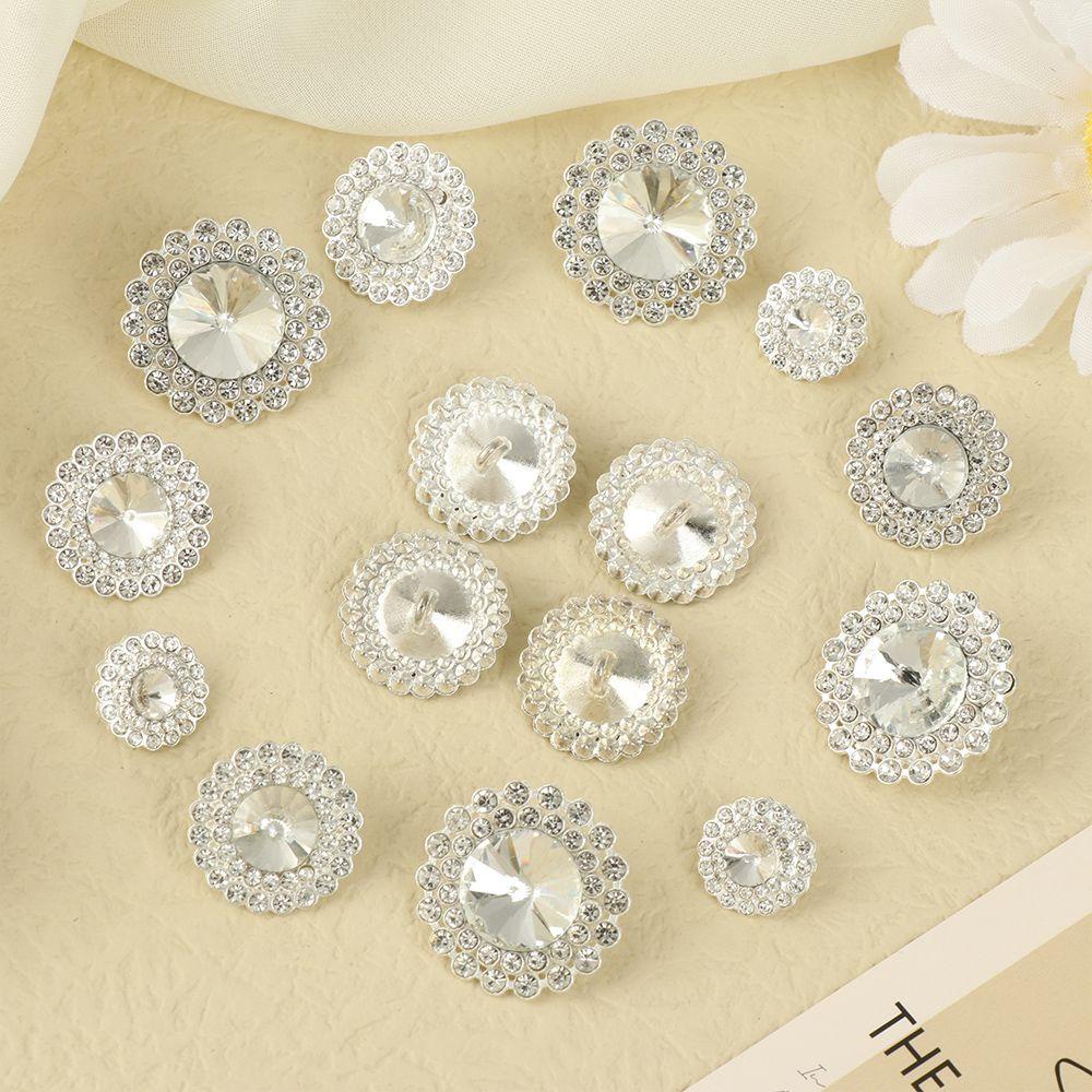 TEALY Bộ 10 Nút Áo Kim Loại Đính Đá Lấp Lánh Dùng Cho Trang Trí Quần Áo/Sổ Tay DIY