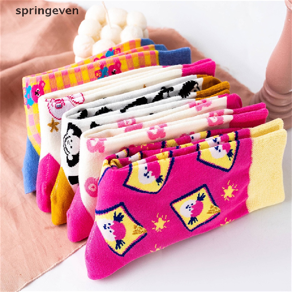 Vớ Cổ Trung In Họa Tiết Hoạt Hình Vui Nhộn Phong Cách Harajuku Nhật Bản Thời Trang Xuân Thu Cho Nữ