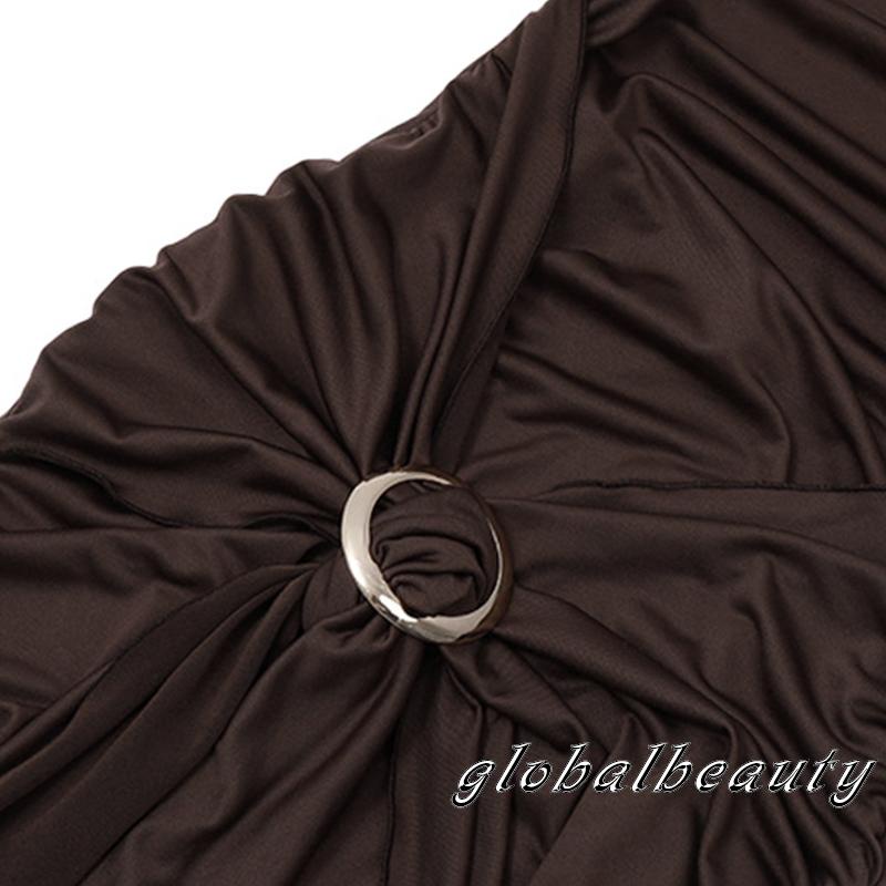 Đầm Ngắn Không Tay Hở Lưng Ôm Dáng Màu Nâu Gợi Cảm Cho Nữ