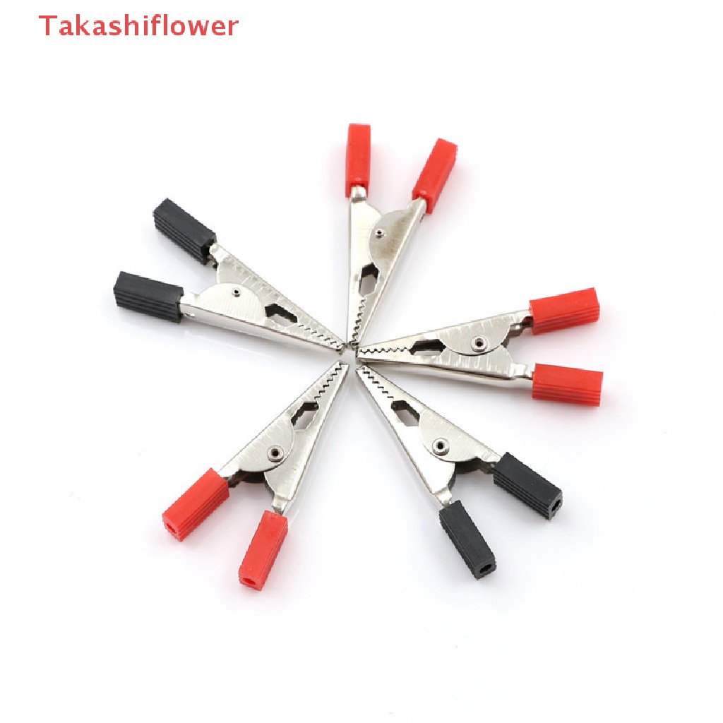 Set 5 Kẹp Cá Sấu Thử Điện 50mm Tay Cầm Nhựa Bền Kèm Ốc Vít