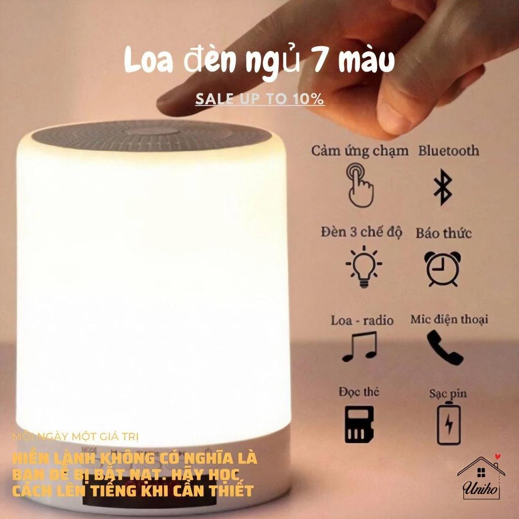 Loa Bluetooth Đèn Ngủ, Loa Bluetooth Đồng Hồ Kết Hợp Đèn Led Cảm Ứng Đổi Màu Theo Nhạc