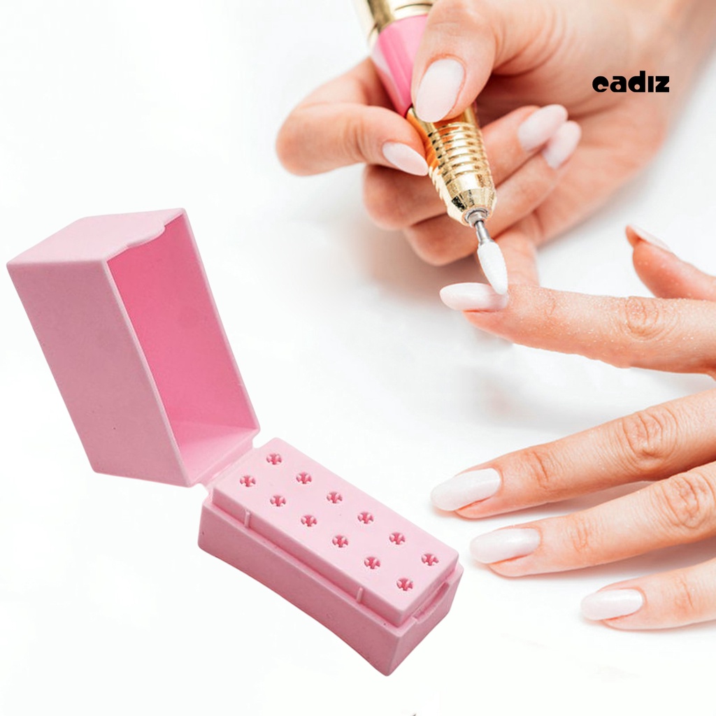 Hộp Đựng Đầu Mài Móng Tay 12 Lỗ Chống Bụi Chống Ẩm Tiện Dụng