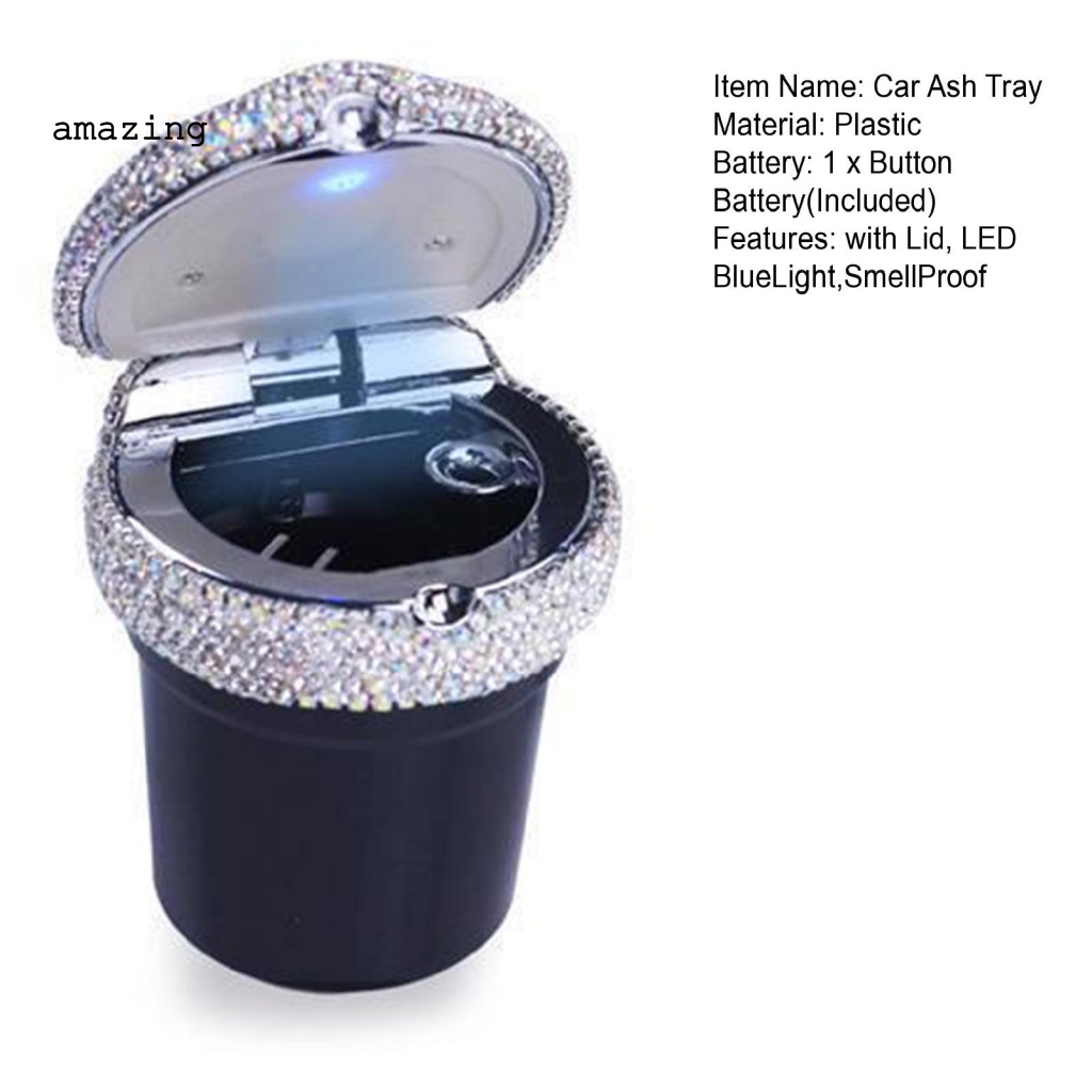 Thùng Đựng Rác Có Nắp Chống Rò Rỉ Đính Đá Trang Trí Nội Thất Xe Hơi