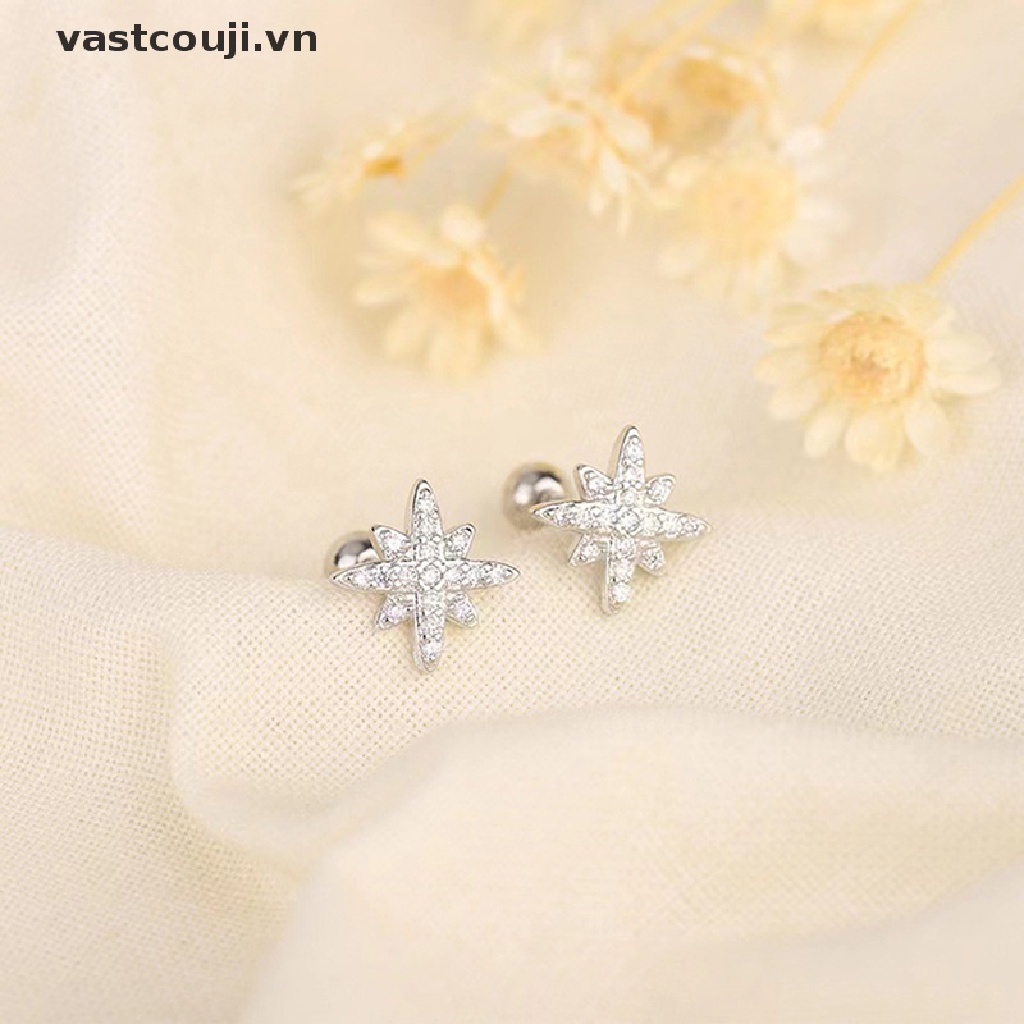 1 Đôi Bông Tai Đính Đá Zircon Thời Trang Cho Nữ