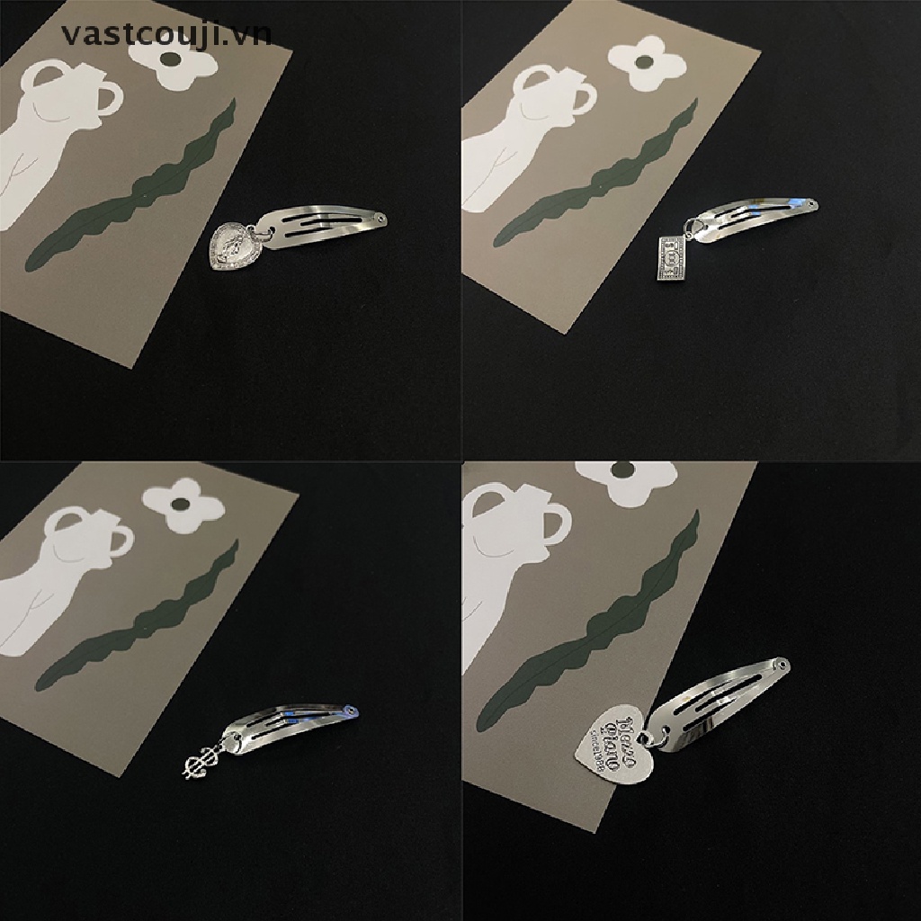 1 Kẹp Tóc Kim Loại Màu Bạc Hình Trái Tim Thời Trang