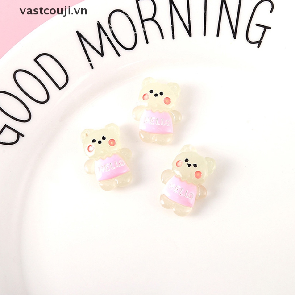 Bộ 2 Gấu Bông Mini Bằng Nhựa Phát Sáng Dùng Trang Trí DIY