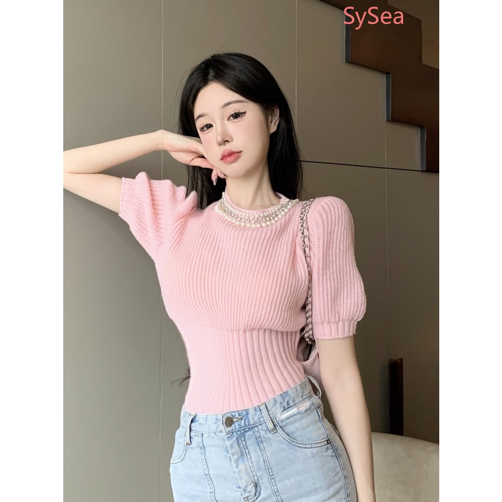 Áo Dệt Kim Tay Phồng Thời Trang Mùa Hè Hàn Quốc Dành Cho Nữ