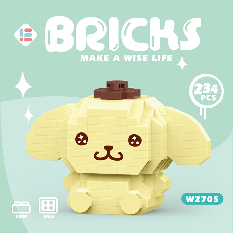 Đồ Chơi Lắp Ráp Mô Hình Chú Chó Cinnamon Hoạt Hình Cỡ Nhỏ Dễ Thương