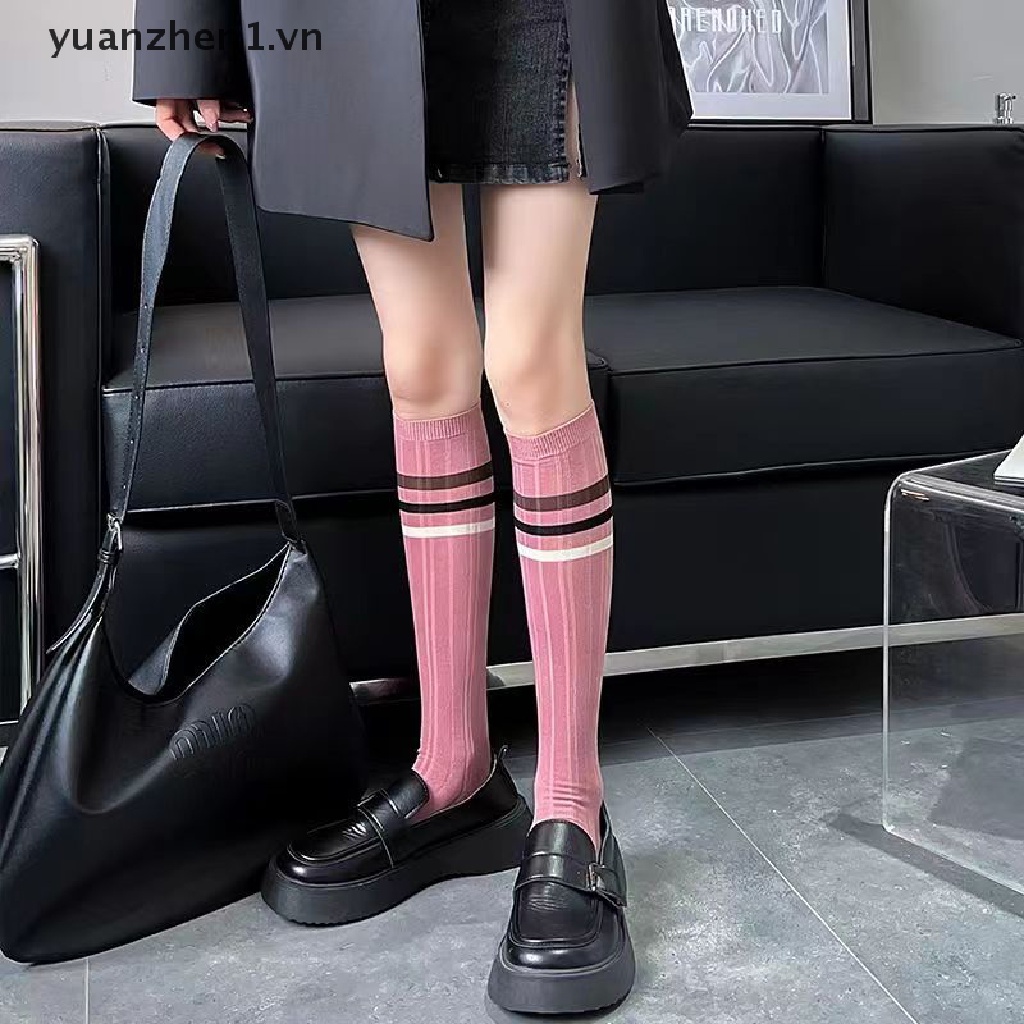 Vớ Dài Qua Gối Mỏng Thoáng Khí Thoải Mái Nhiều Màu Sắc Ngọt Ngào Cho Nữ