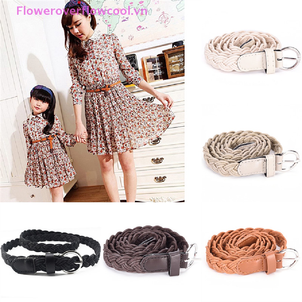 Thắt Lưng Bện Dây Da Mặt Kim Loại Tròn Thời Trang Cho Nữ