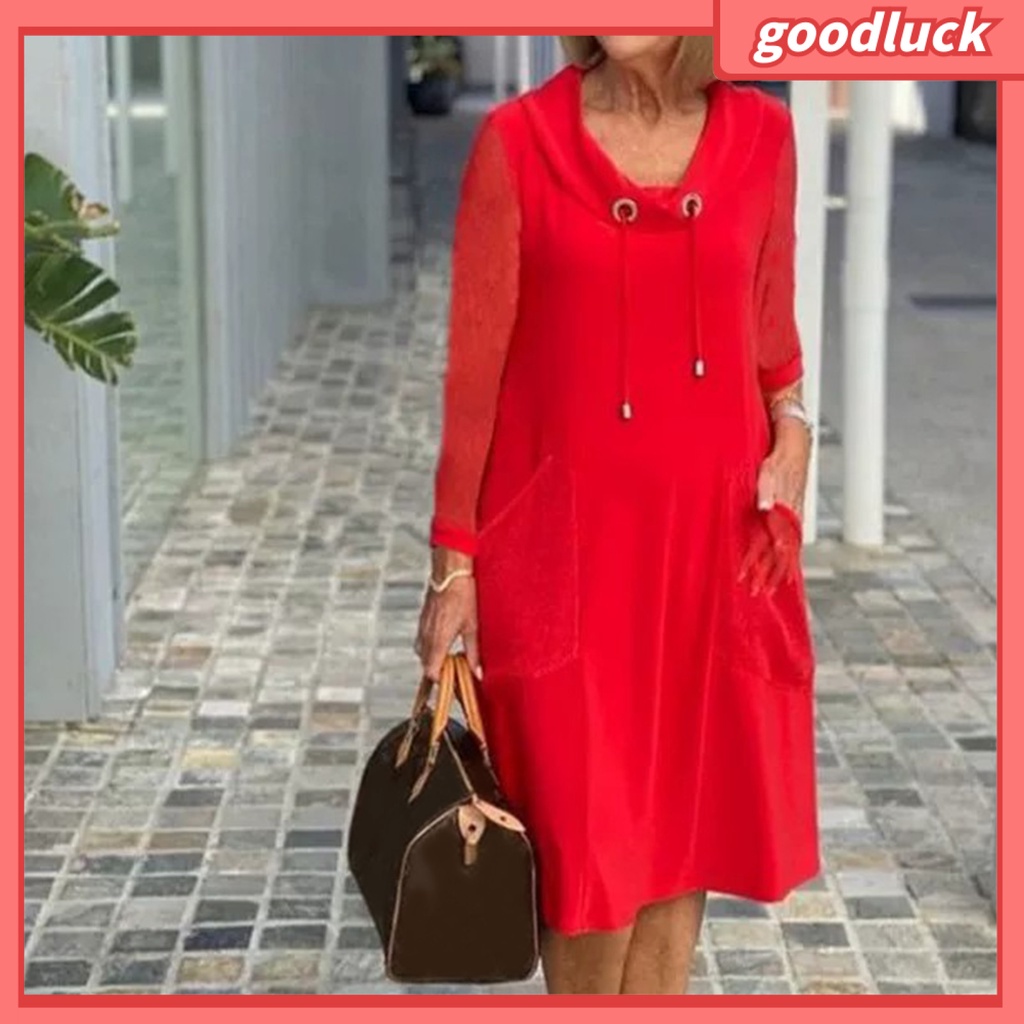 Đầm Tay Ngắn Cổ Tròn Phối Khăn Choàng Có Túi Màu Sắc Đơn Giản Thời Trang Mùa Hè Cho Nữ