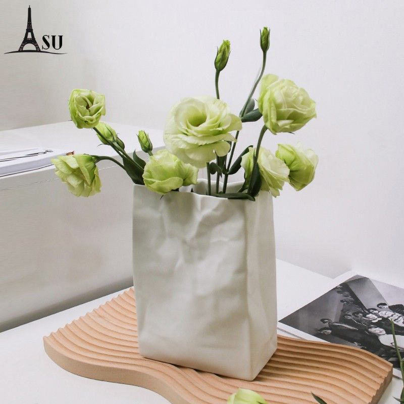 Aso Bình Hoa Giấy Xếp Ly Màu Trắng Giá Trị Cao Trang Trí Phòng Khách Sắp Xếp Nước Hoa Cultivation Des