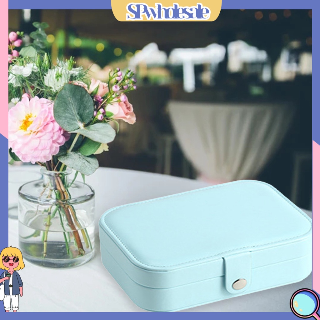 <SPwholesale> Hộp Đựng Bông Tai Hai Lớp Giả Da Chống Thấm Nước Mini Đơn Giản Cao Cấp Trưng Bày Trang Sức Cho Nữ