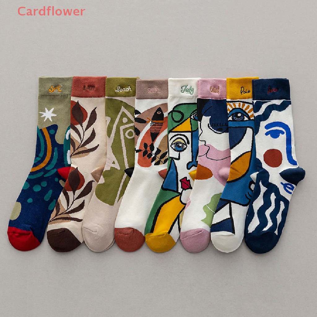 < Cardflower > Vớ Thể Thao Cotton Thêu Chữ Graffiti Thời Trang Chất Lượng Cao Thời Thượng Cho Cặp Đôi