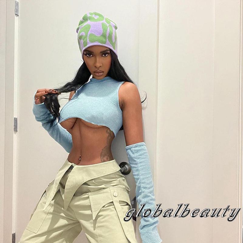 Áo Croptop Sát Nách Cổ Tròn Màu Sắc Đơn Giản Cho Nữ