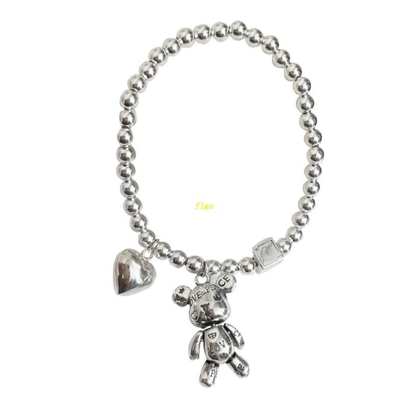 Flgo Vòng Tay Dây Co Giãn Hình Gấu Ba Chiều Phong Cách Hip hop Âu Mỹ Ngọt Ngào Je