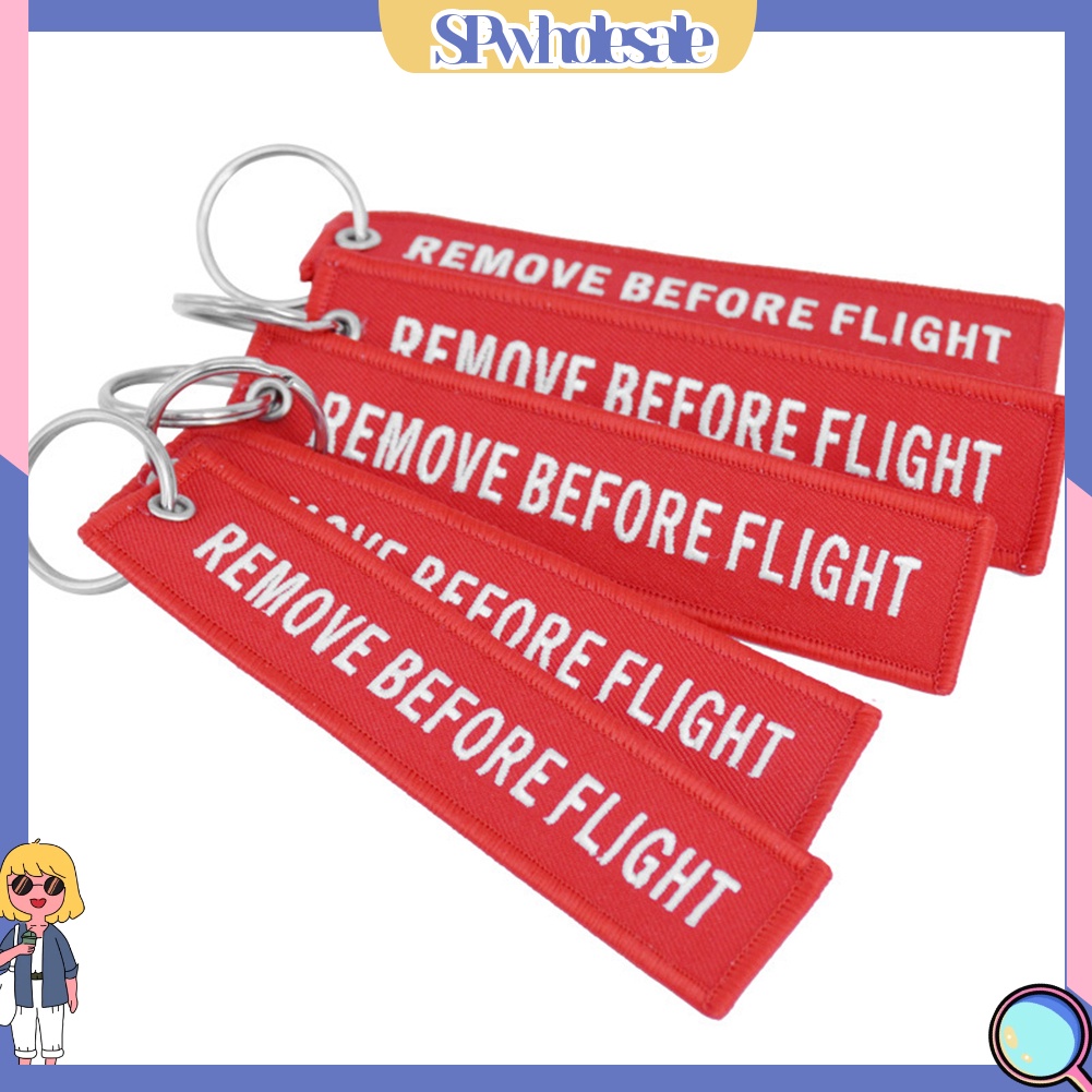 <SPwholesale> Móc Khóa Thêu Chữ Remove Before Flight Thời Trang
