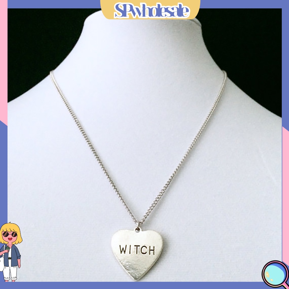&lt;SPwholesale&gt; Vòng cổ Mặt Trái Tim Khắc Chữ Witch Thời Trang Dành Cho Nữ