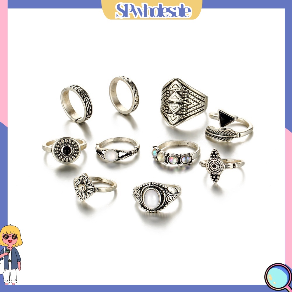 <SPwholesale> Set 10 Nhẫn Đeo Khớp Ngón Tay Phong Cách Boho