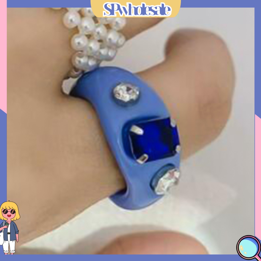 <SPwholesale> Nhẫn Acrylic Đính Đá Thời Trang Dự Tiệc Cho Nữ