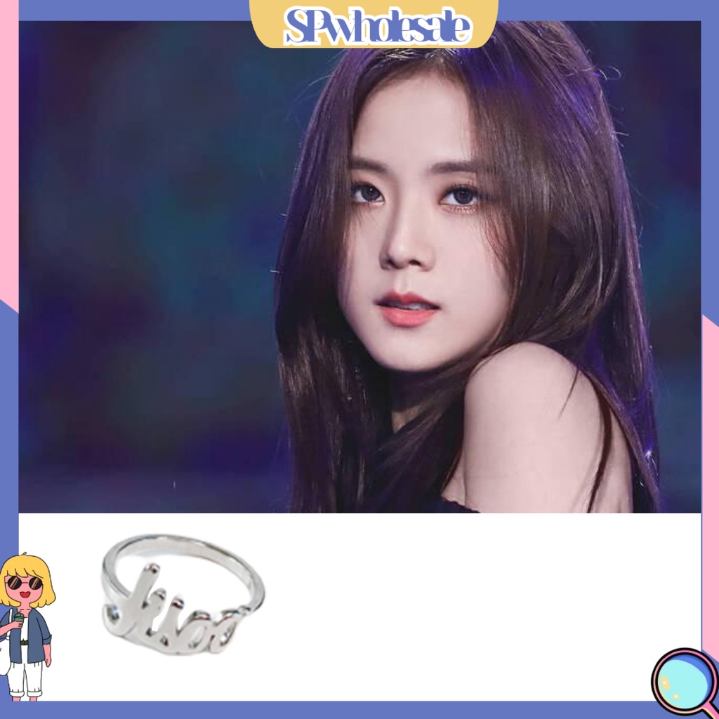 <SPwholesale> Nhẫn Hợp Kim Họa Tiết Chữ Cái Màu Đen Phong Cách Thần Tượng
