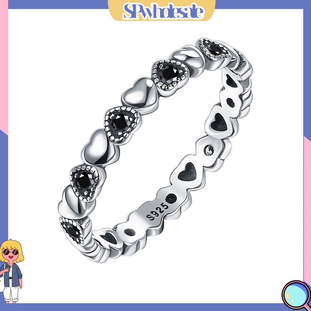 <SPwholesale> Nhẫn Hình Trái Tim Đính Đá Zircon Thời Trang