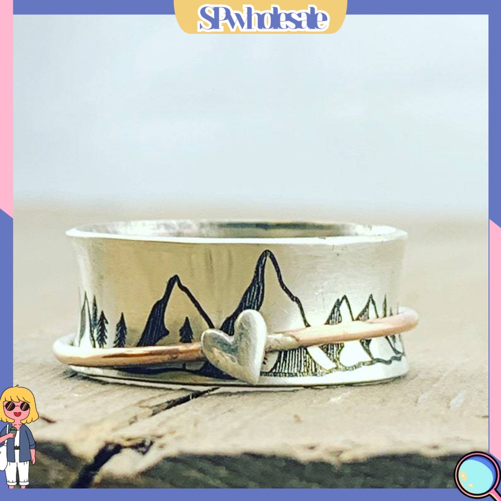 &lt;SPwholesale&gt; Nhẫn Đeo Ngón Tay Có Thể Xoay Được Không Gây Dị Ứng Chạm Khắc Cho Tiệc Núi Mặc Hàng Ngày