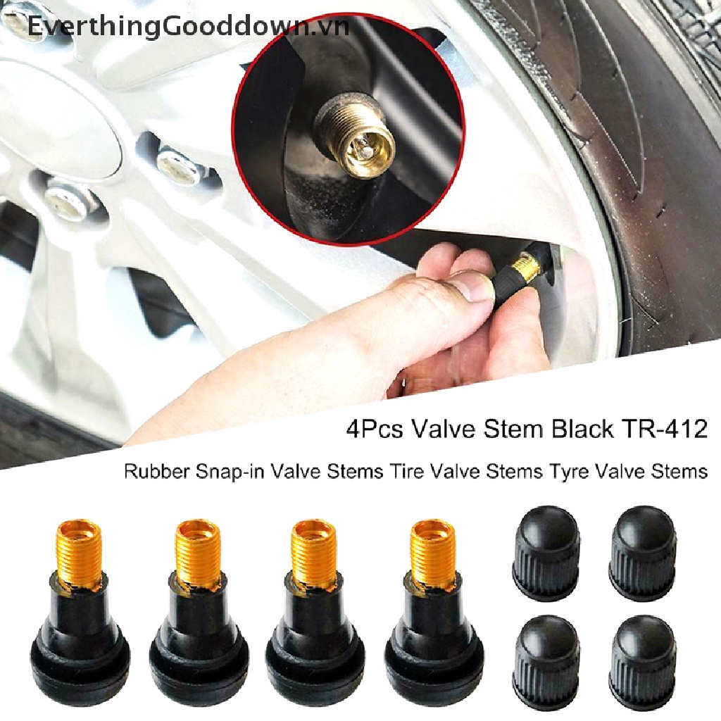 Set 4 Van Bánh Xe Cao Su Không Săm TR412 Bằng Hợp Kim Chrome Cho Xe Hơi Xe Máy vn