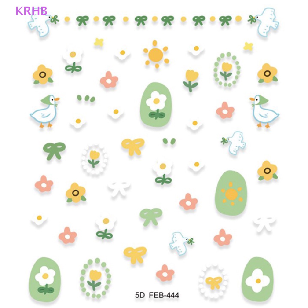 Miếng Dán Trang Trí Móng Tay Tự Dính Họa Tiết Hoa 5D Mới