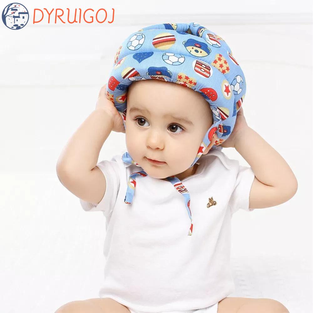 Mũ Bảo Hiểm Vải Cotton Mềm Thoáng Khí Màu Kẹo Dễ Điều Chỉnh Bảo Vệ An Toàn Cho Bé Tập Đi