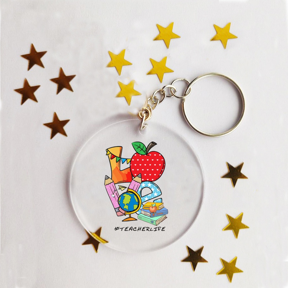 Móc Điện Thoại Bằng acrylic Có Dây Đeo In Chữ Teacher change the world