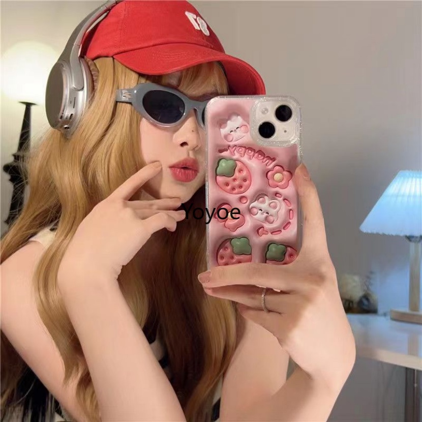 Ốp Điện Thoại Silicon Mềm Viền Khung Chống Sốc Họa Tiết Hoa 3D Lấp Lánh Cho iPhone 14 13 12 Pro Max Plus 2023