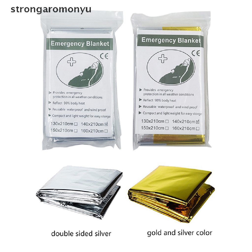 Chăn Sơ Cứu Một Mặt Kích Thước 210 * 160 cm Bằng Lá Nhôm Màu Vàng / Bạc Giữ Ấm Tiện Dụng