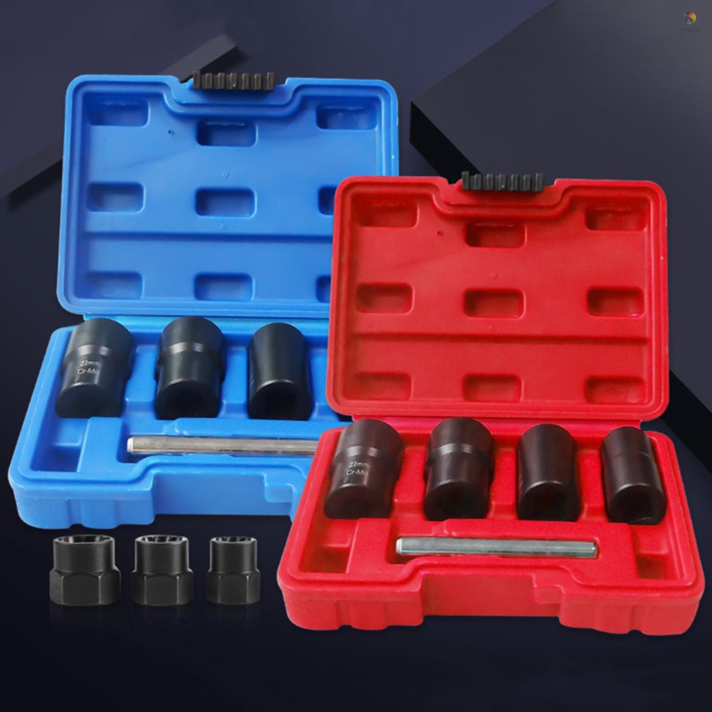 Set 5 Ổ Cắm Xoắn 4 Loại Bỏ Khóa 17 / 19 / 21 / 22mm Chuyên Dụng