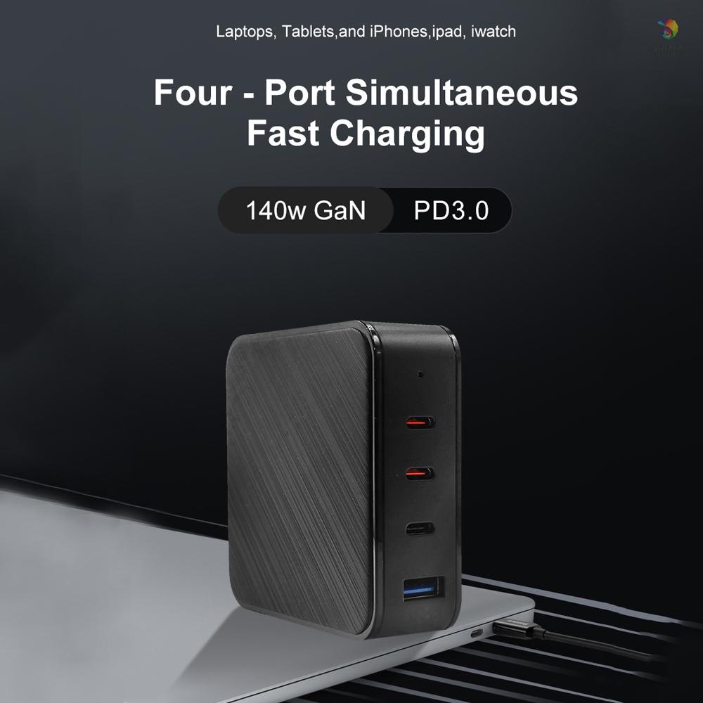 Bộ Sạc Nhanh 4 Cổng USB C 140W PD Gắn Tường Tiện Dụng