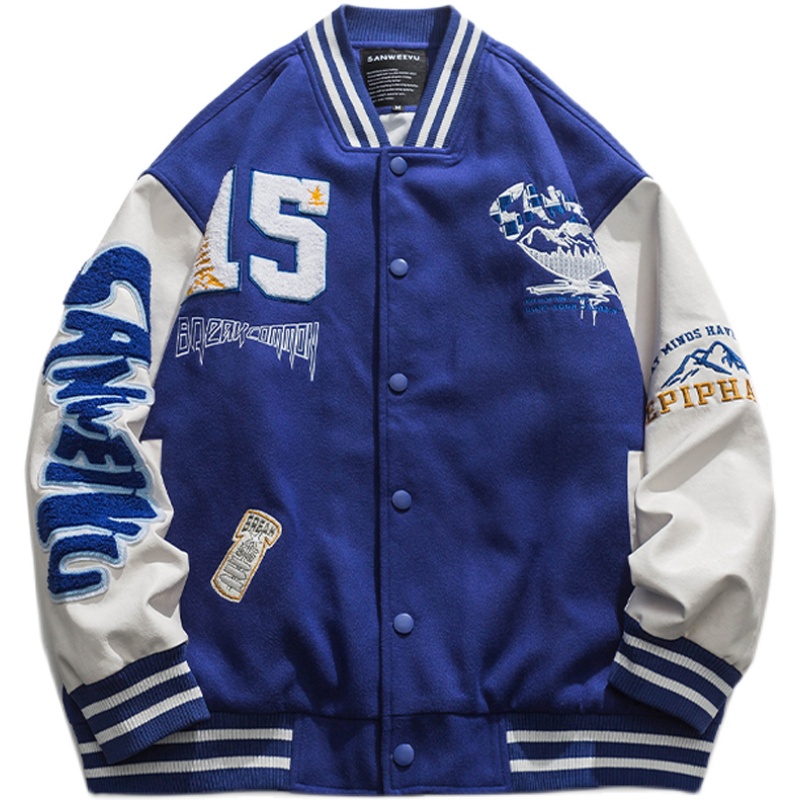 Áo Khoác Bóng Chày Dáng Rộng Thêu Họa Tiết Phong Cách Retro Mỹ Cho Nam Nữ