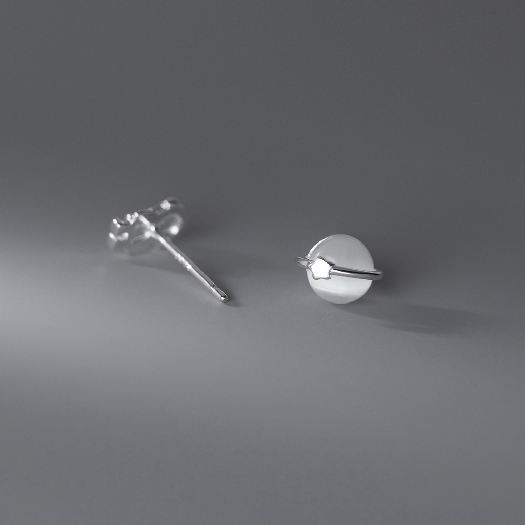Bông Tai Hình Phi Hành Gia Bằng Thép Titan Đính Đá Zircon Trắng Thời Trang Cho Nữ
