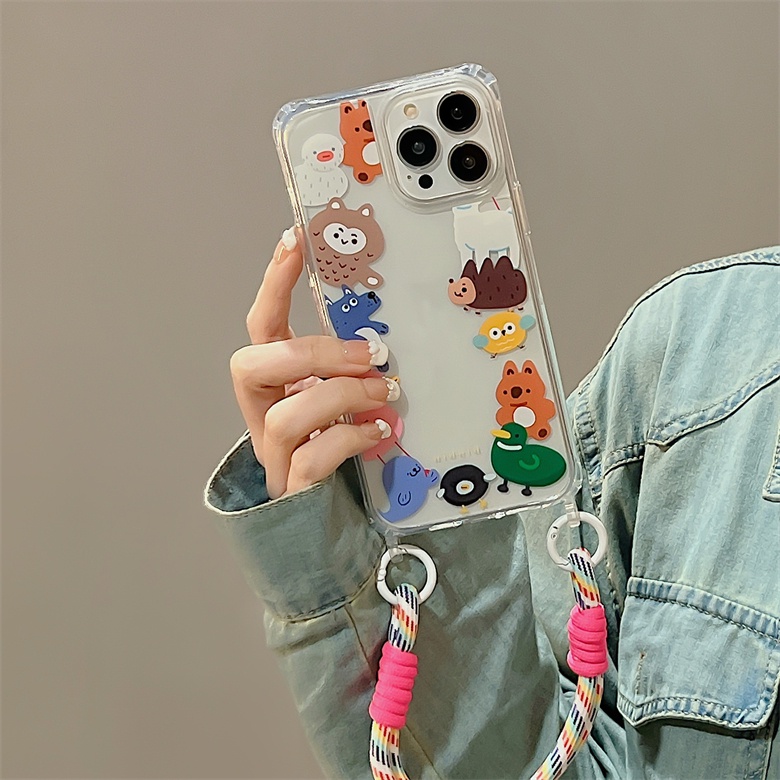 Ốp Điện Thoại TPU Dẻo Trong Suốt Họa Tiết Hoạt Hình Đơn Giản Chống Sốc Chống Rơi Cho iphone 12 14 13 11 Pro Max