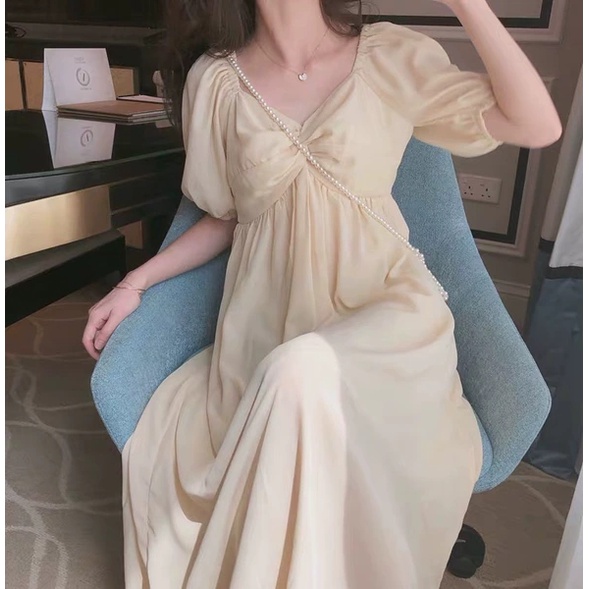 Váy Bầu Chiffon Dáng Dài Rộng In Hoa Chuông Kiểu Pháp Thanh Lịch Mùa Hè