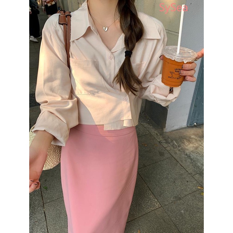 Áo Sơ Mi Dài Tay Cổ Polo Thiết Kế Không Đồng Đều Thời Trang Theo Phong Cách Pháp Cho Nữ