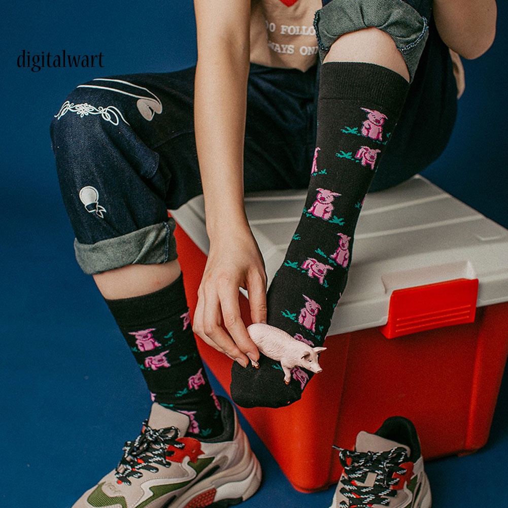 Kỹ Thuật Số| Vớ Cotton Thể Thao Thoáng Khí In Họa Tiết Hoạt Hình Chim Hồng Hạc / Heo Đơn Giản Cho