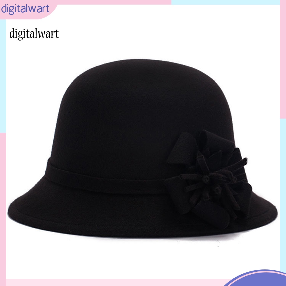 Kỹ Thuật Số| Mũ Bowler Hat Màu Trơn Thêu Hoa Phong Cách Retro Cho Nữ